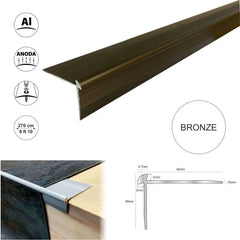 40x26mm Anodised Aluminium LVT Stair Nosing Outer Corner 3mm