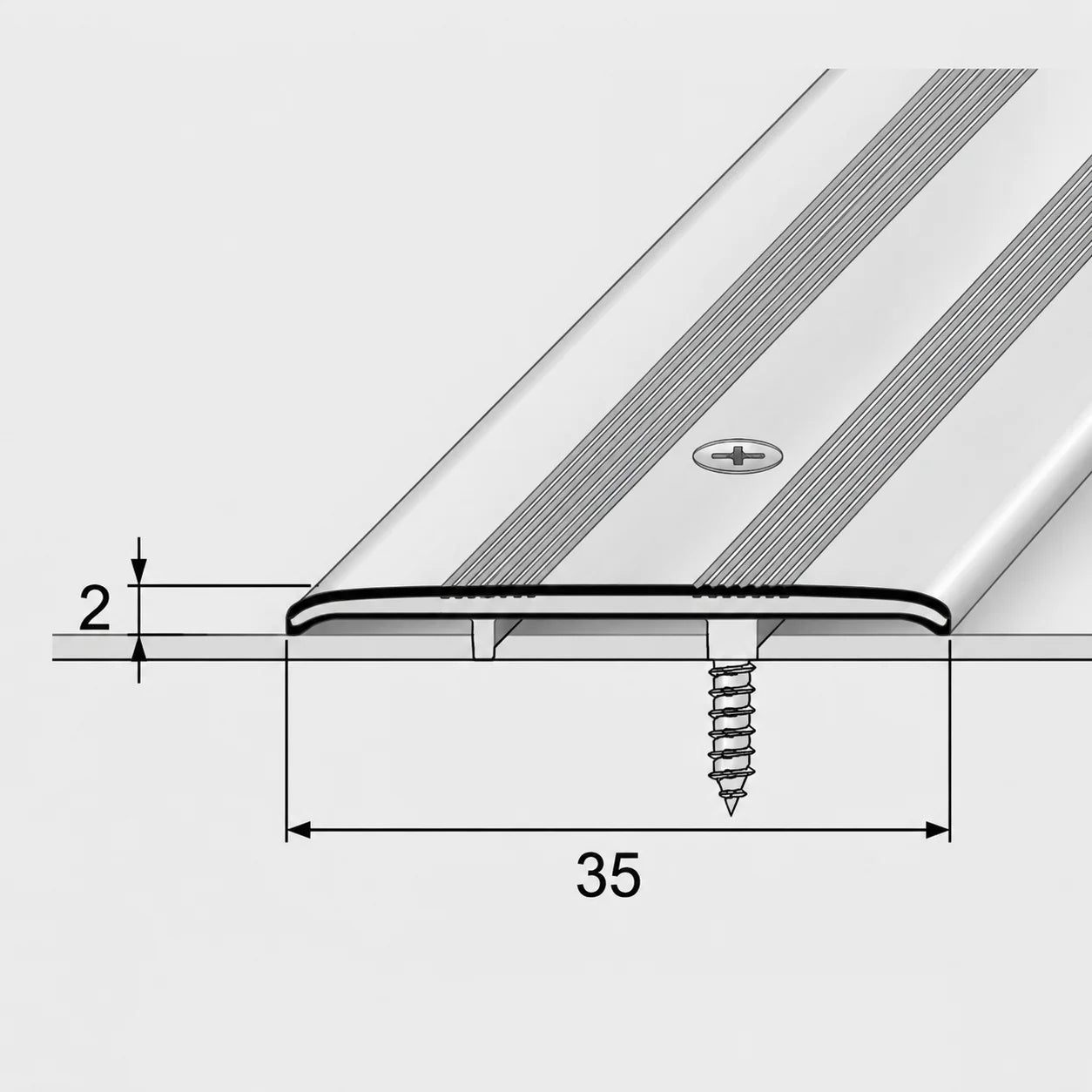 Anodised Aluminium Flat Door Threshold Strip Floor Transition diagram