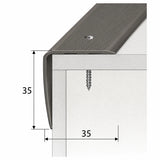 35x35mm Anodised Aluminium Non-Slip Ribbed Stair Nosing Edge Trim Treads Dimension