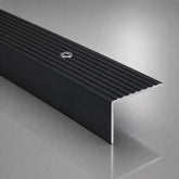65x42mm Anodised Aluminium Non-Slip Ribbed Stair Nosing Trim Black Color