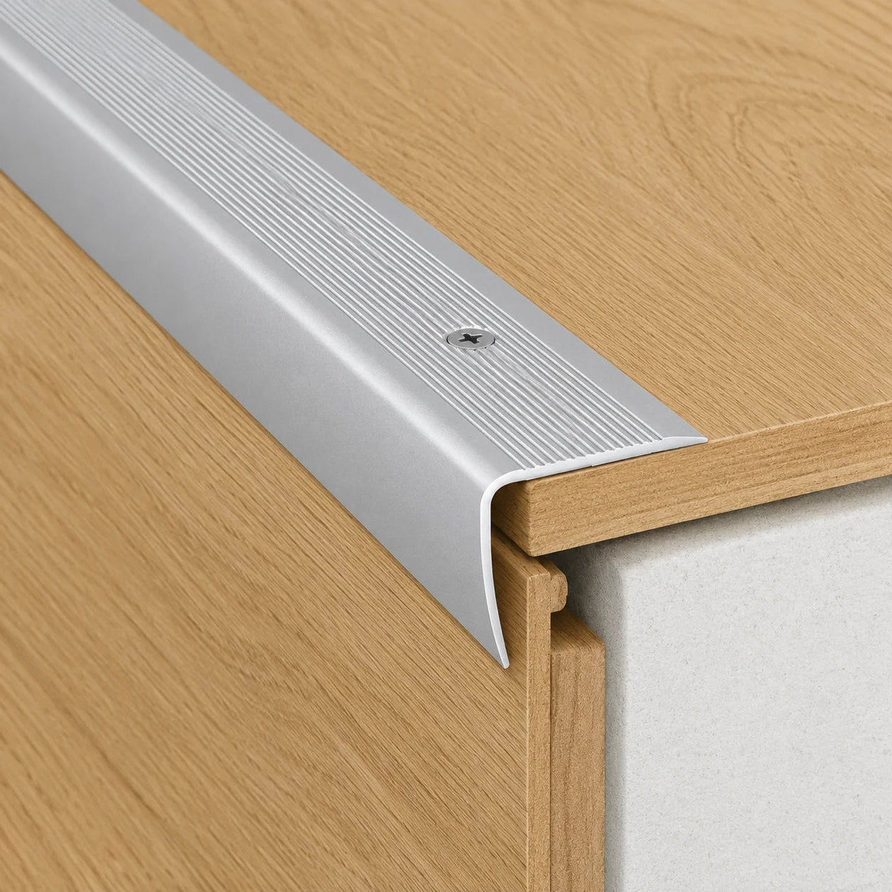 35x35mm Anodised Aluminium Non-Slip Ribbed Stair Nosing Edge Trim Treads Real Use Image
