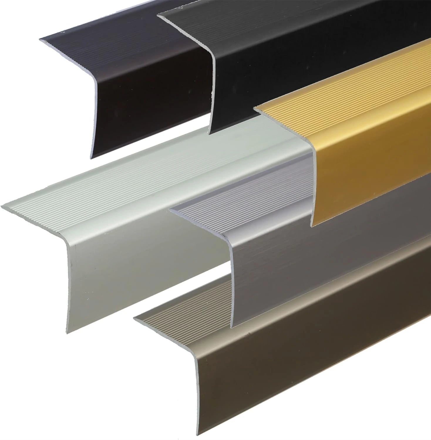 35 x 35mm Anodised Aluminium Non Slip Ribbed Treads Stair Nosing Edge Trim - A41