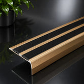 Aluminium Stair Nosing with Non-Slip Rubber Self-Adhesive 40x20mm Gold With Black Rubber