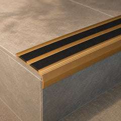 Aluminium Stair Nosing with Non-Slip Rubber Self-Adhesive 40x20mm Real Use Image