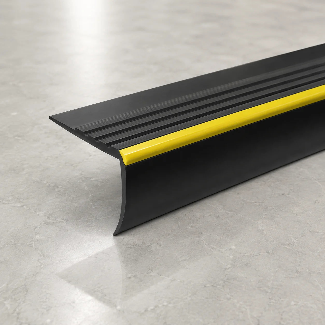 Black 40x40mm PVC Stair Nosing with Warning Strip In Black Color