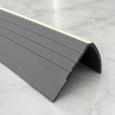 40x40mm Non-Slip PVC Stair Nosing with Glow Strip In Dark Grey Color