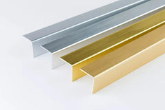 PVC Corner Angle Trim Profiles – 90°, Brushed Gold & Silver, Equal & Unequal