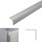 Matt Silver Aluminium Retro-Fit Tile Trim Angle Cladding Corner - 20x20mm - StairNosingUK