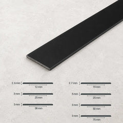 Black PVC Plastic Flat Bar with diffrent available sizes diagram
