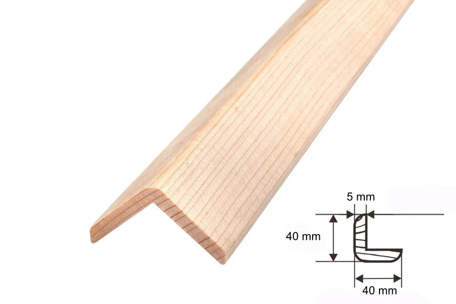 Pine Wood Internal External Edge Moulding Corner Angle Trim 90 Degree 40mm x 40mm x 5mm