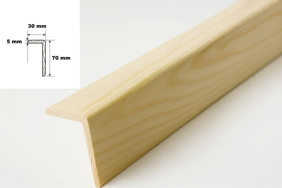 Pine Wood Internal External Edge Moulding Corner Angle Trim 90 Degree 70mm x 30mm x 5mm