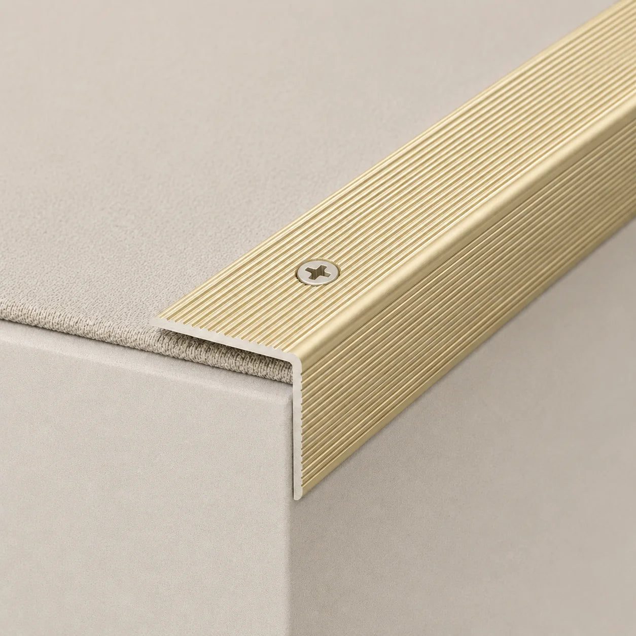 35 x 35mm Screw-Fix Aluminium Stair Nosing Available In Gold Color