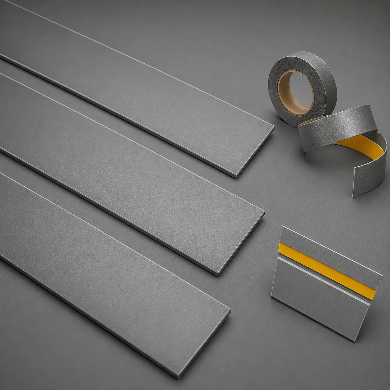 Grey Self-Adhesive PVC Cover Strip Flat Bar Plastic Roll