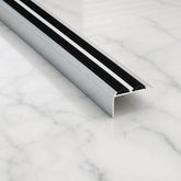 35x19mm Aluminium Stair Nosing with Rubber Insert In Silver Color