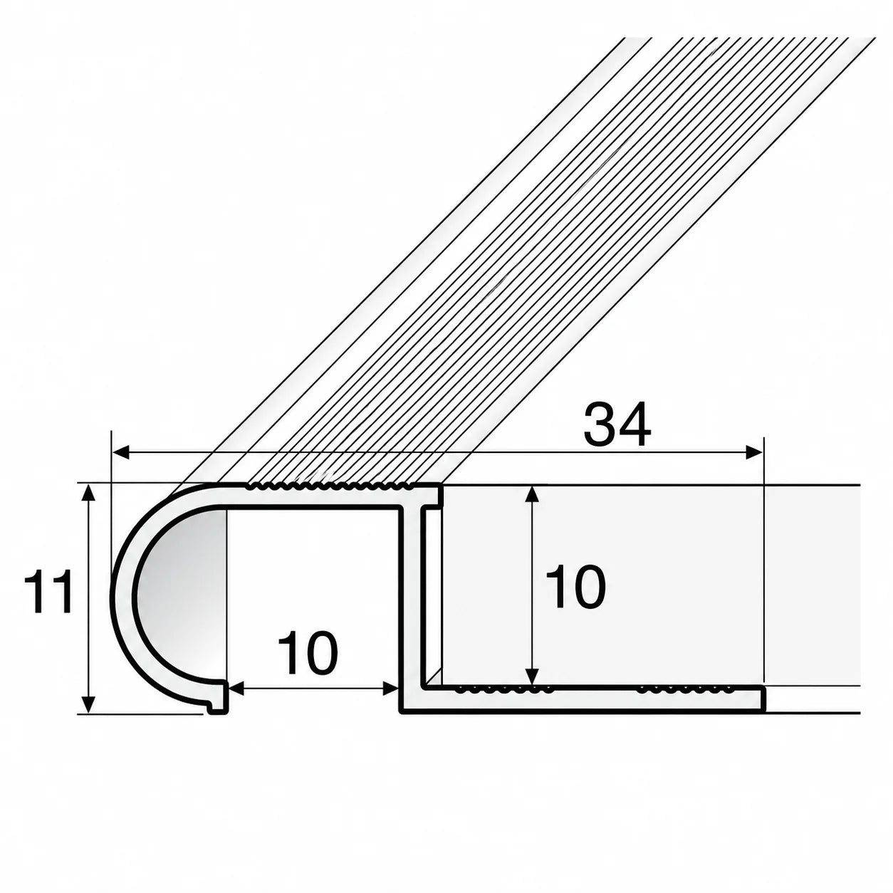 Aluminium Stair Nosing Edge Trim Step Diagram