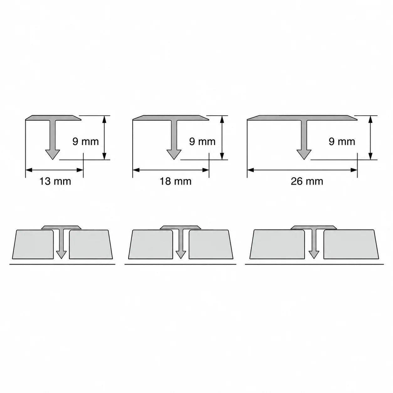 Aluminium T Bar Threshold Trim Transition Strip For Tiles diagram