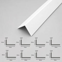 White_PVC_Corner_Angle_Trim_90_Plastic_Equal_Unequal_Edge_Protector image with all available sizes diamention diagrams