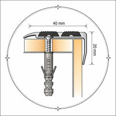 aluminium anti slip stair nosing with rubber edge diamention drawing