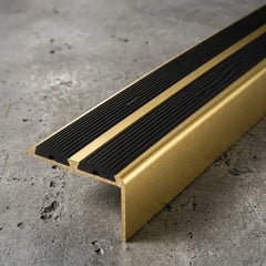 aluminium anti slip stair nosing with Rubber Edge Trim golden aluminium with black rubber