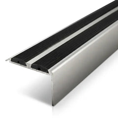aluminium anti slip stair nosing with Rubber Edge Trim silver aluminium with black rubber