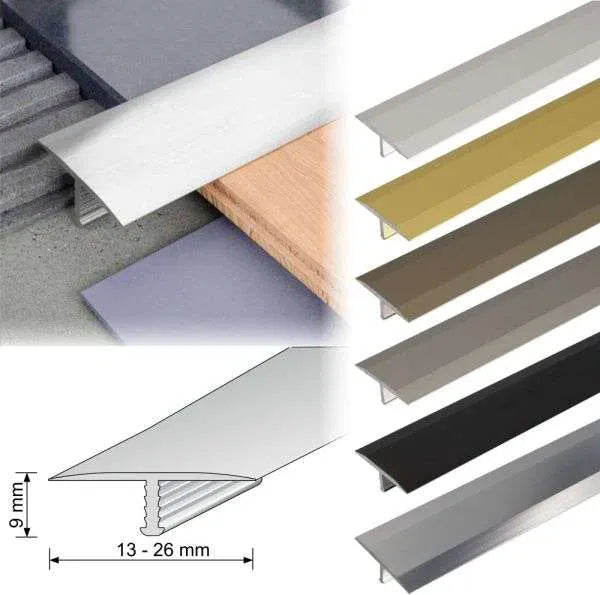 Aluminium Threshold Trim T Bar Transition Strip For Tiles