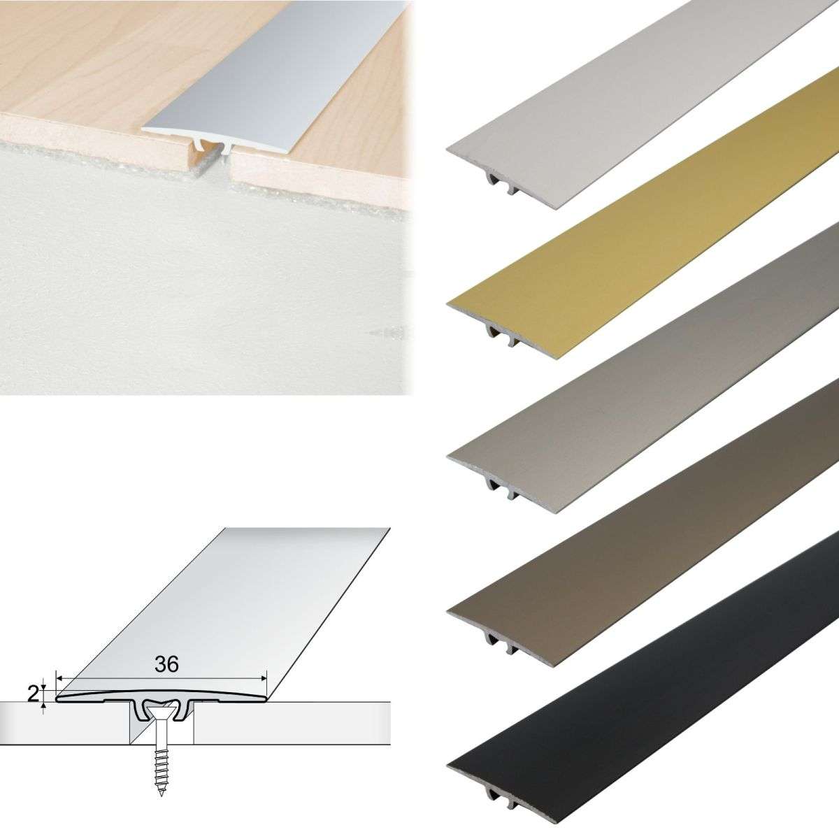 A68 36mm Anodised Aluminium Flat Door Threshold Strip - StairsNosingUK