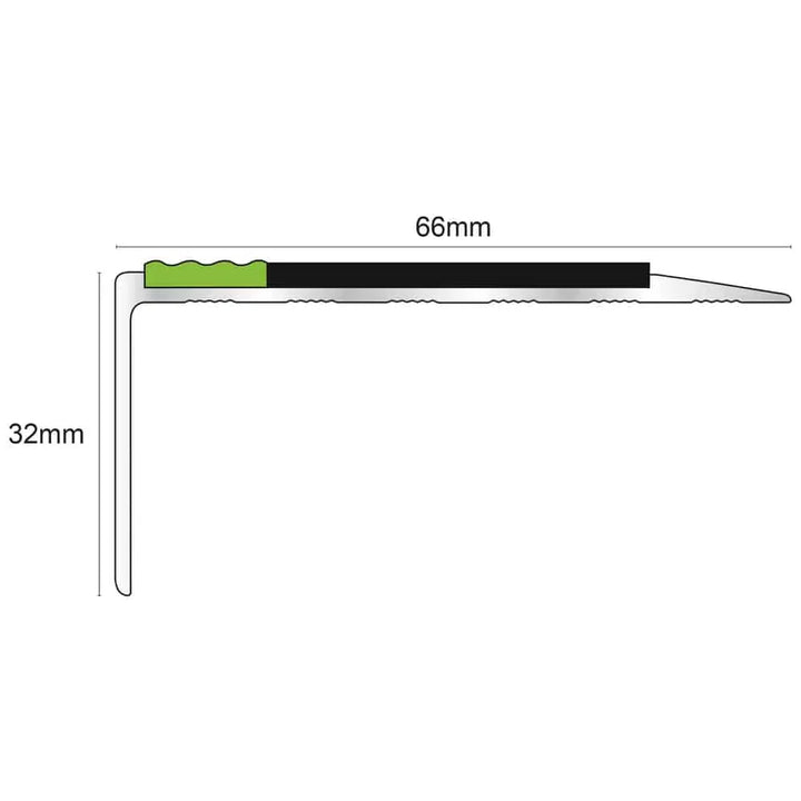  66x32mm Aluminium Non Slip Stair Nosing Edge Trim