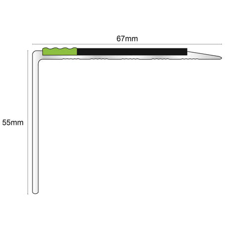 ASL21 DDA Compliant Aluminium Non Slip Stair Nosing Edge Trim With Pvc Insert