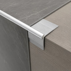 40x26mm Anodised Aluminium LVT Stair Nosing Outer Corner 3mm Real Usage Image