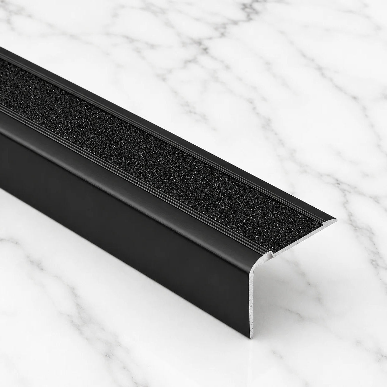41x26.6mm Anodised Aluminium Stair Nosing with Non-Slip Tape in Black Color