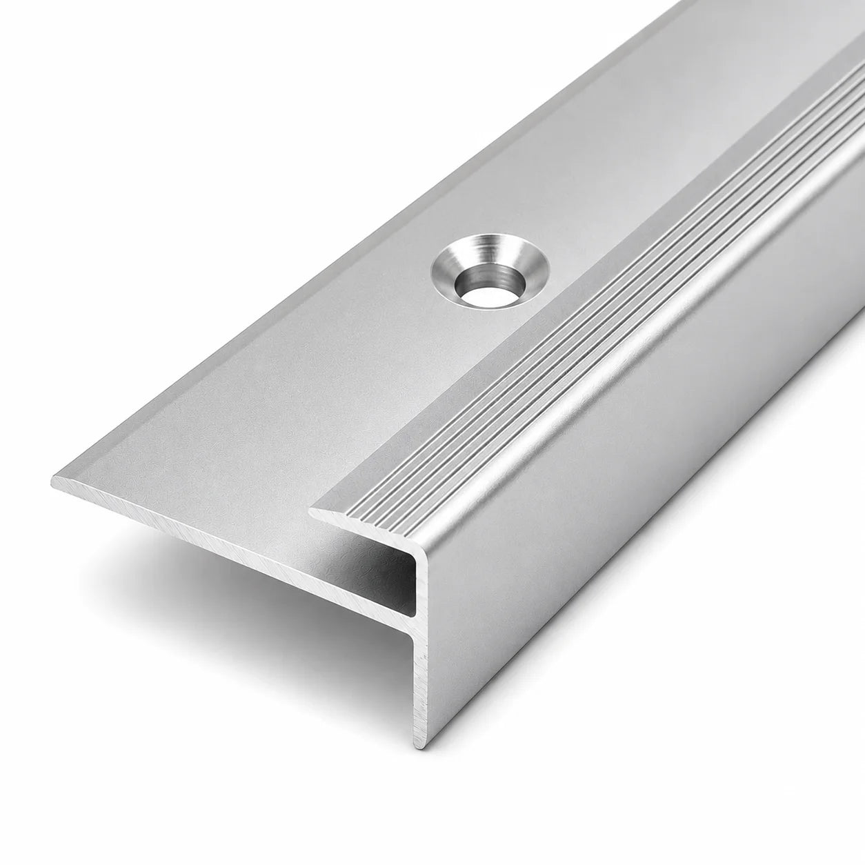 Aluminium LVT Stair Nosing for 5mm Flooring in silver color