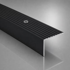 65x42mm Anodised Aluminium Non-Slip Ribbed Stair Nosing Trim Black Color