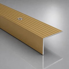 65x42mm Anodised Aluminium Non-Slip Ribbed Stair Nosing Trim Gold Color