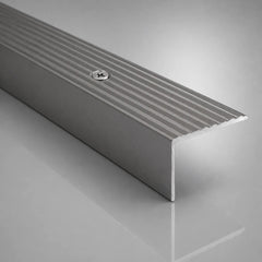 65x42mm Anodised Aluminium Non-Slip Ribbed Stair Nosing Trim Inox Color