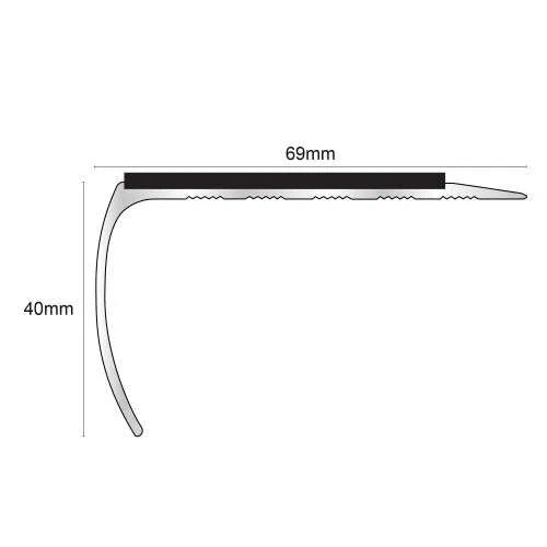 Aluminium Non Slip Stair Nosing - NSL25 (69 x 40mm) - StairNosingUK