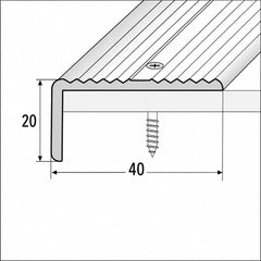40x20mm Wide Grooved Aluminium Stair Nosing – 900mm Diagram