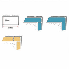 40x20mm Anodised Aluminium Stair Nosing Diagram