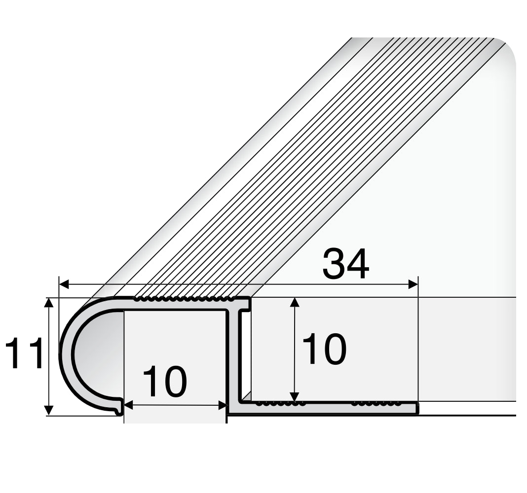 Aluminium Stair Nosing Edge Trim - A81 (34 x 11 x 10mm) - StairNosingUK