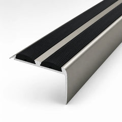 Aluminium Stair Nosing Non-Slip Rubber Edge Trim_Inox Product image
