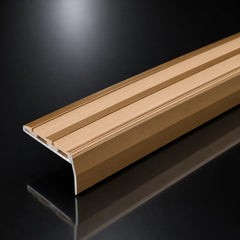 Aluminium Stair Nosing with Non-Slip Rubber Self-Adhesive 40x20mm Gold With Beige Rubber