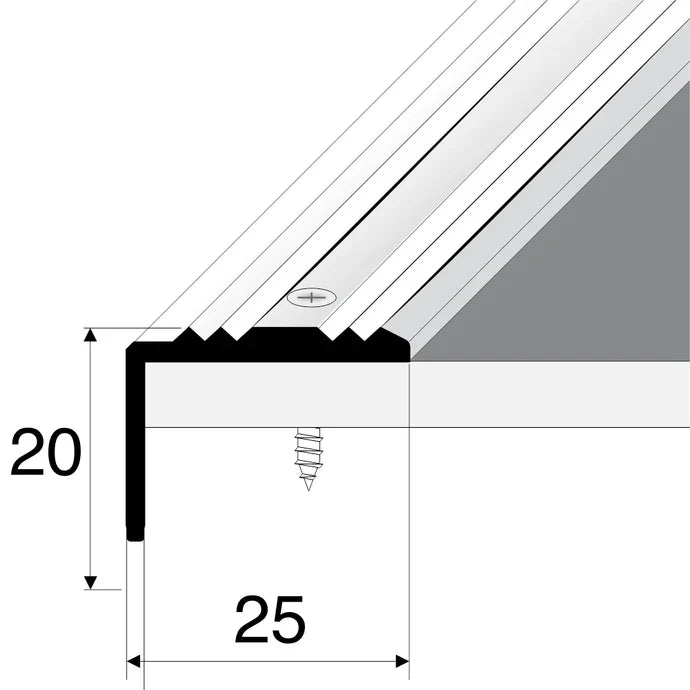 Aluminium Stair Nosing 25x20mm – Anti-Slip Stair Edge Protector Step Trim S02