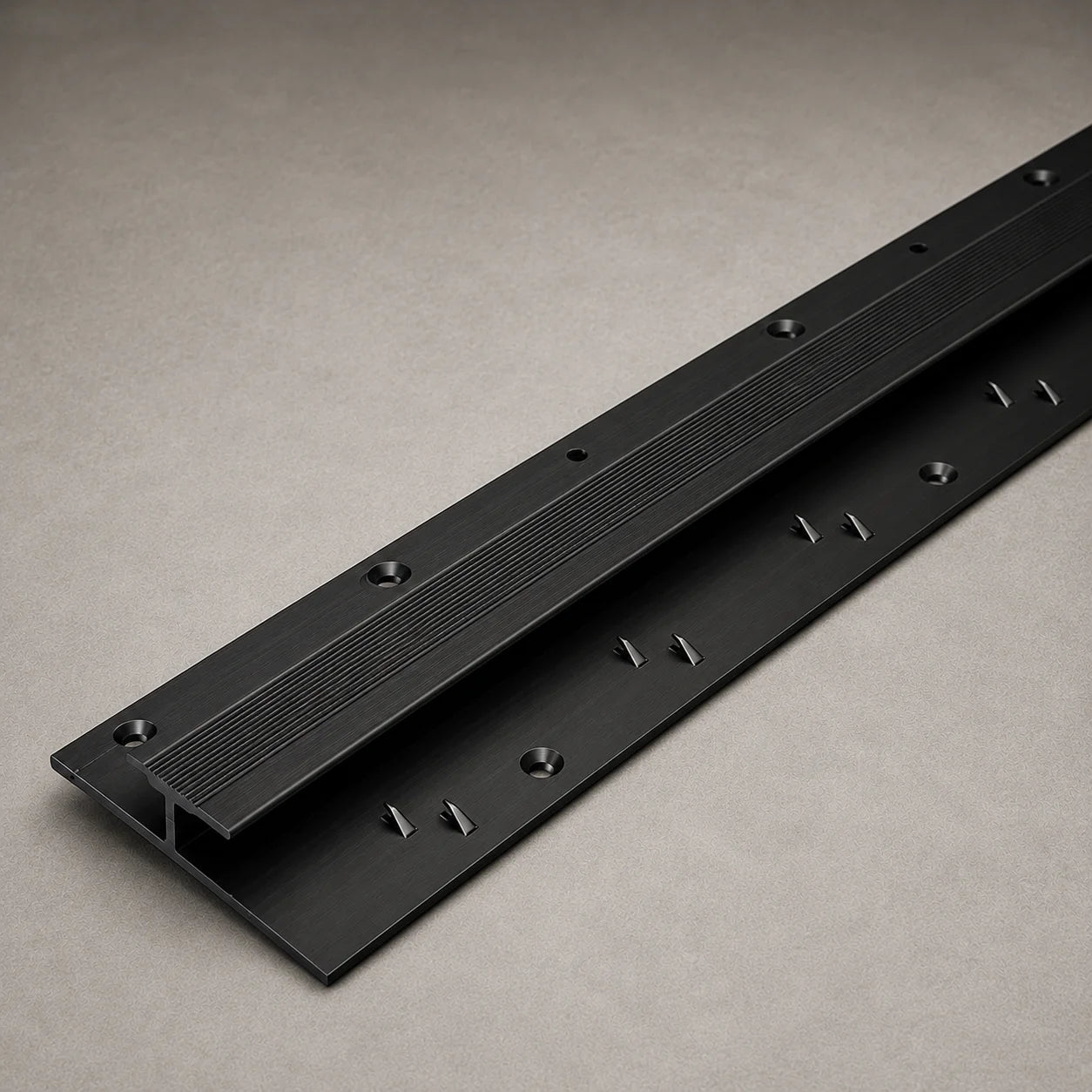 20mm Anodised Aluminium Twin Grip Carpet Cover Strip, Dual Edge Joiner with Screws in Black Color