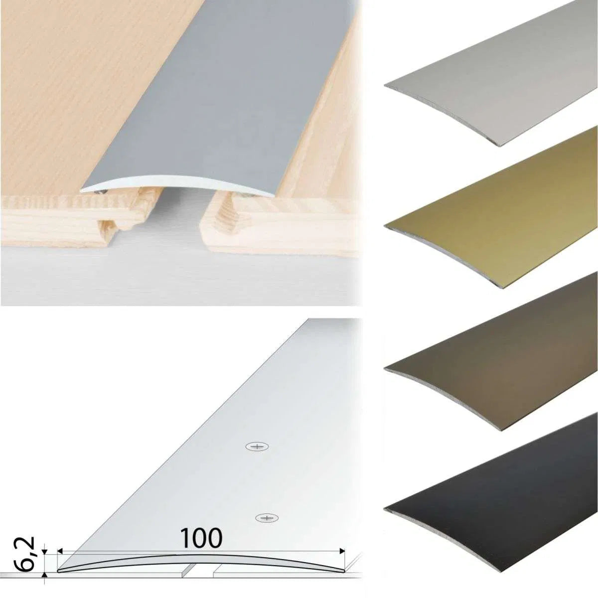 Anodised Aluminium Self-Adhesive Door Threshold – A72 100mm - StairNosingUK