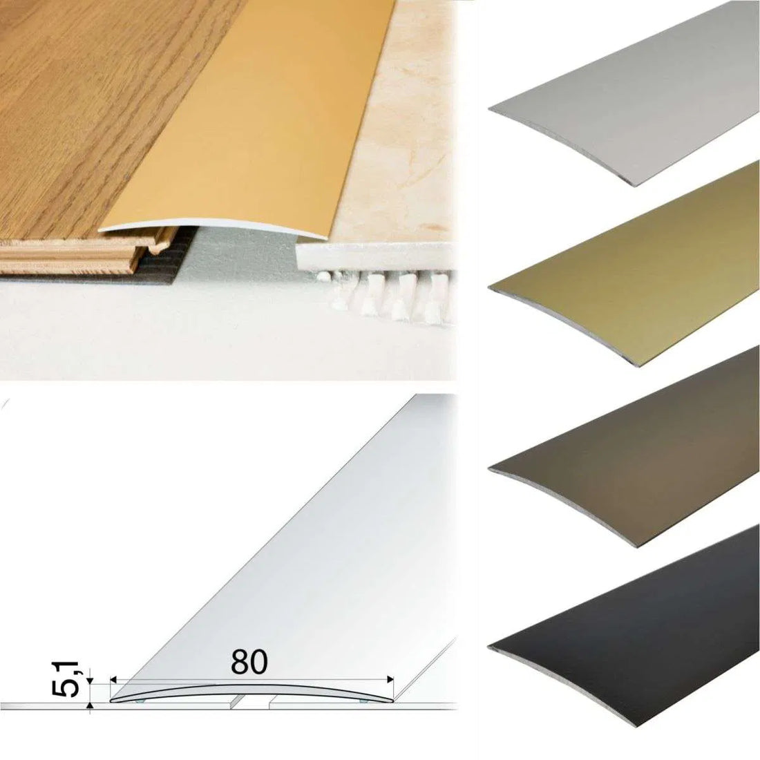 Anodised Aluminium Self Adhesive Door Threshold - A71 80mm - StairNosingUK