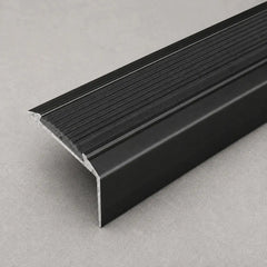 Anodised Aluminium Stair Nosing Edge Trim With Non-Slip Rubber_Black With Black Image