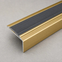 Anodised Aluminium Stair Nosing Edge Trim With Non-Slip Rubber_Gold With Black Image