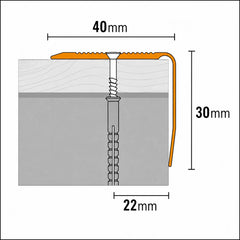 40x30mm Anodised Aluminium Stair Nosing Diagram