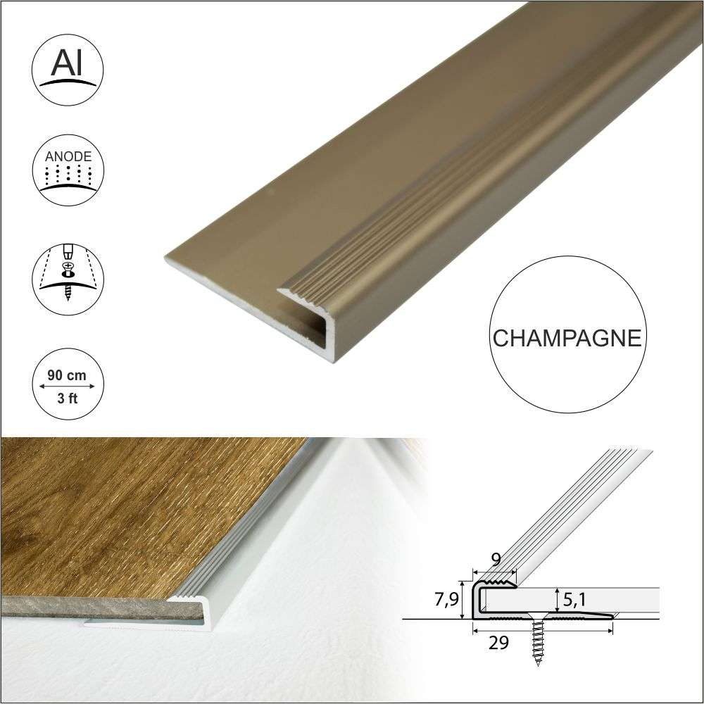 C63 Anodised Aluminium LVT U Edging Profile Threshold