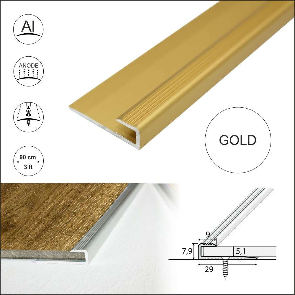 C63 Anodised Aluminium LVT U Edging Profile Threshold