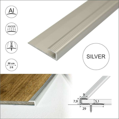 C63 Anodised Aluminium LVT U Edging Profile Threshold